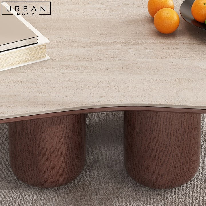ERINA Modern Sintered Stone Travertine Coffee Table - URBANMOOD