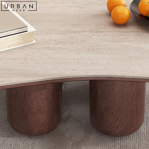ERINA Modern Sintered Stone Travertine Coffee Table - URBANMOOD
