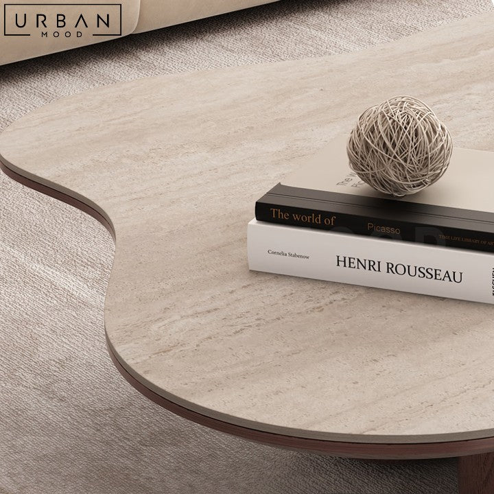 ERINA Modern Sintered Stone Travertine Coffee Table - URBANMOOD