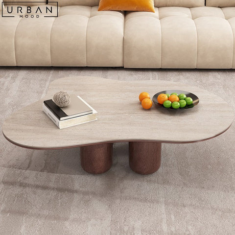 ERINA Modern Sintered Stone Travertine Coffee Table - URBANMOOD