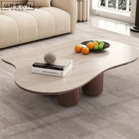 ERINA Modern Sintered Stone Travertine Coffee Table - URBANMOOD