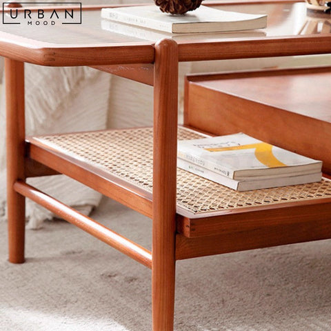 ERNY Japandi Pine Wood Coffee Table Modern Design - URBANMOOD
