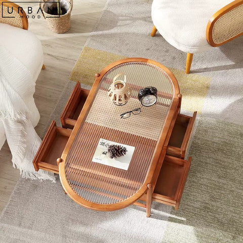 ERNY Japandi Pine Wood Coffee Table Modern Design - URBANMOOD