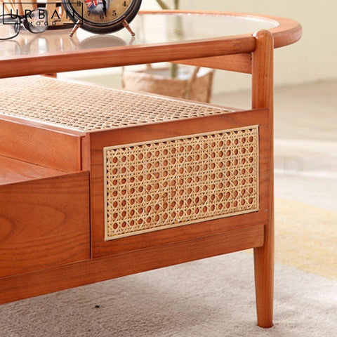 ERNY Japandi Pine Wood Coffee Table Modern Design - URBANMOOD