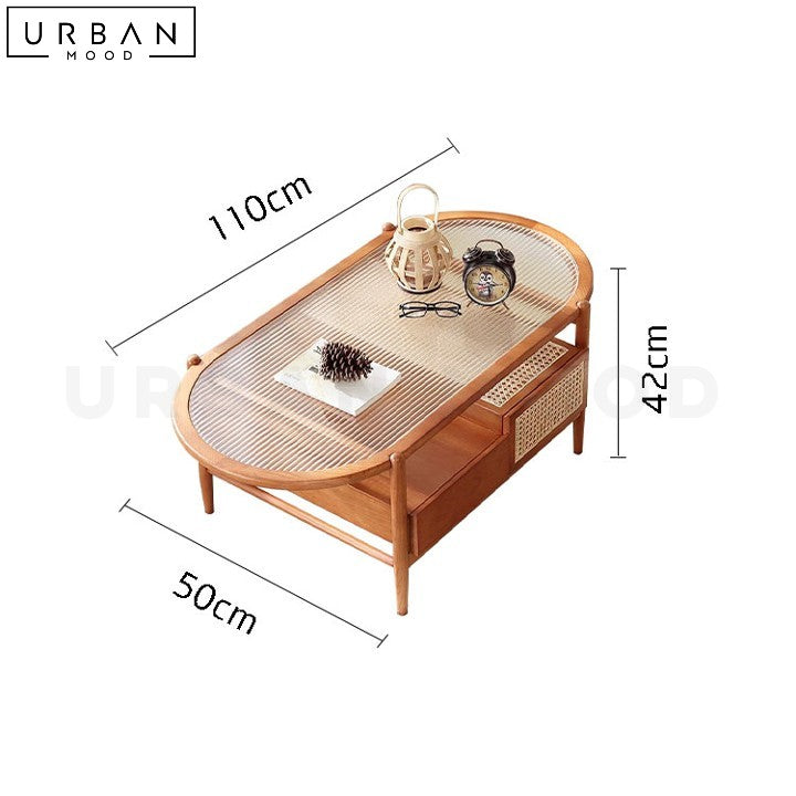 ERNY Japandi Pine Wood Coffee Table Modern Design - URBANMOOD