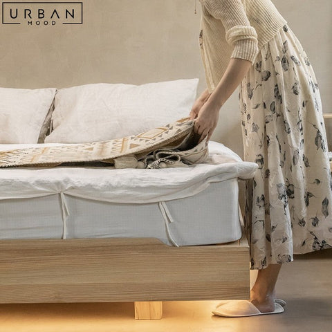 ESTEVES Japandi Solid Wood Platform Bed with Backlight - URBANMOOD