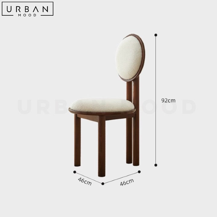 Elegant Oriental Boucle Dining Chair with Wooden Frame - URBANMOOD