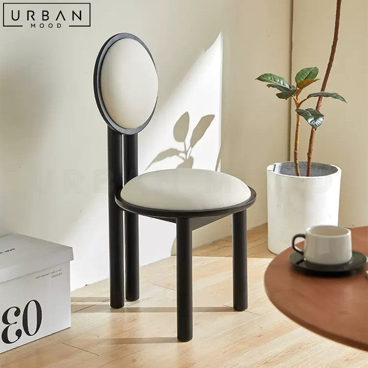 Elegant Oriental Boucle Dining Chair with Wooden Frame - URBANMOOD