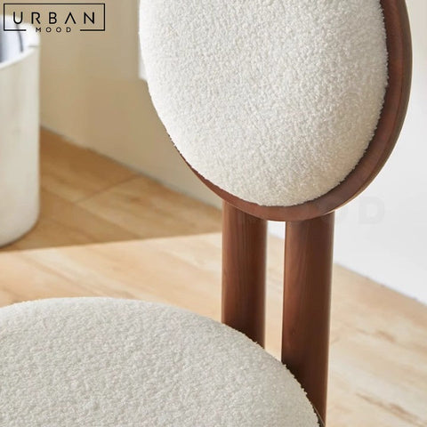 Elegant Oriental Boucle Dining Chair with Wooden Frame - URBANMOOD