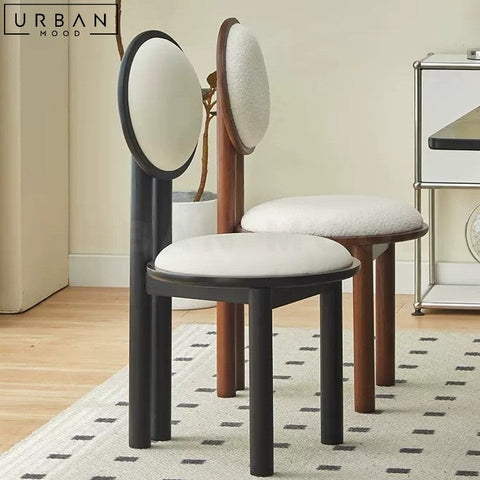 Elegant Oriental Boucle Dining Chair with Wooden Frame - URBANMOOD