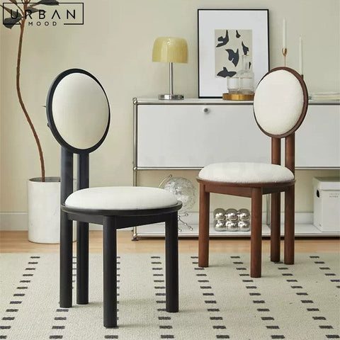 Elegant Oriental Boucle Dining Chair with Wooden Frame - URBANMOOD