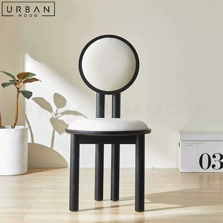 Elegant Oriental Boucle Dining Chair with Wooden Frame - URBANMOOD