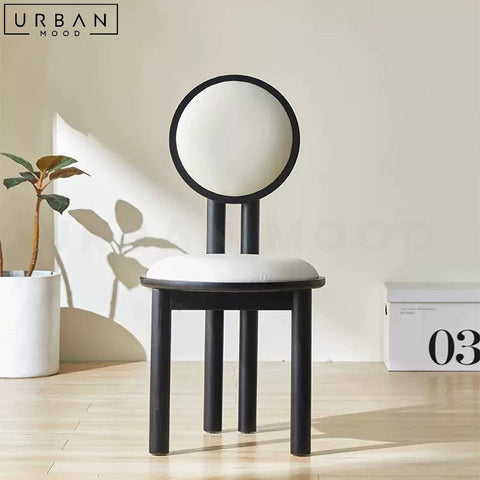 Elegant Oriental Boucle Dining Chair with Wooden Frame - URBANMOOD