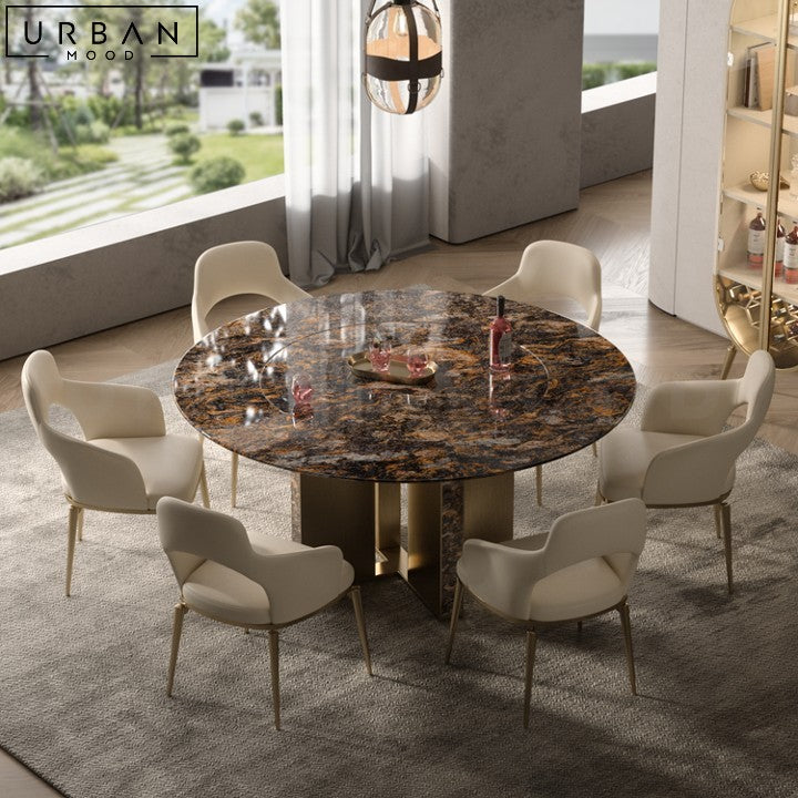 Exquisite Modern Round Marble Dining Table Stainless Steel Base - URBANMOOD