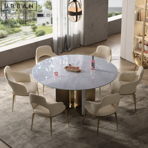 Exquisite Modern Round Marble Dining Table Stainless Steel Base - URBANMOOD