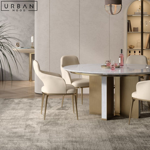 Exquisite Modern Round Marble Dining Table Stainless Steel Base - URBANMOOD