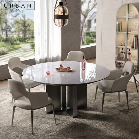 Exquisite Modern Round Marble Dining Table Stainless Steel Base - URBANMOOD