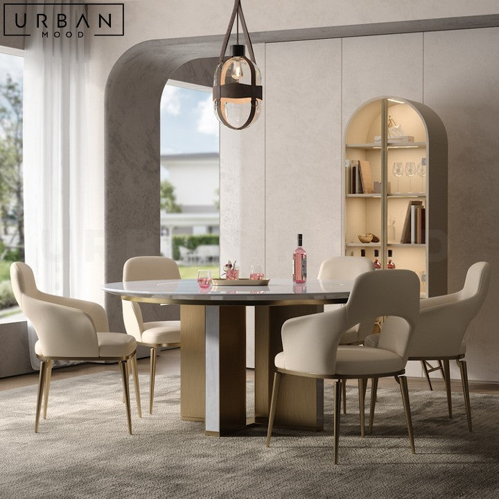 Exquisite Modern Round Marble Dining Table Stainless Steel Base - URBANMOOD