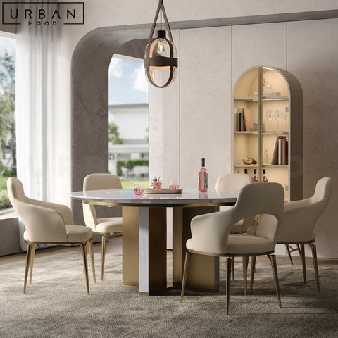 Exquisite Modern Round Marble Dining Table Stainless Steel Base - URBANMOOD