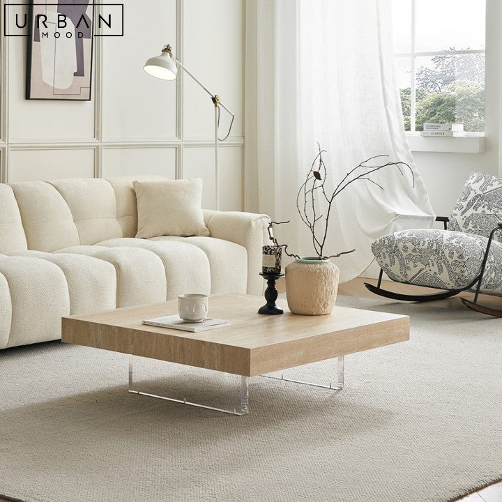 FILIPPA Modern Floating Coffee Table with Travertine Finish - URBANMOOD