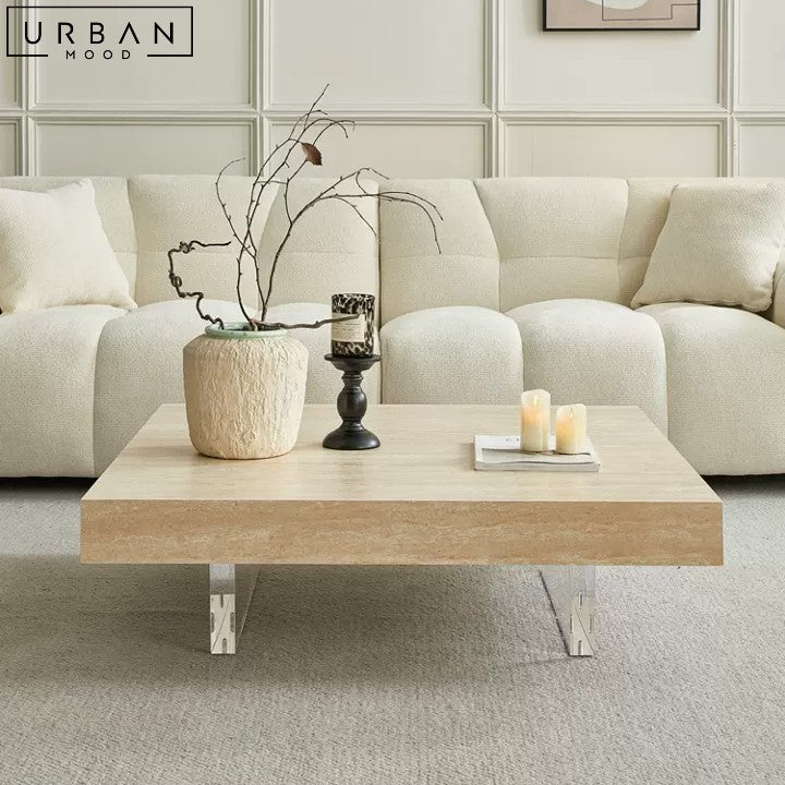 FILIPPA Modern Floating Coffee Table with Travertine Finish - URBANMOOD