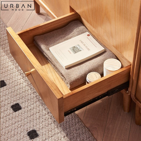 FLORY Japandi Solid Wood Wardrobe with Rattan Accents - URBANMOOD