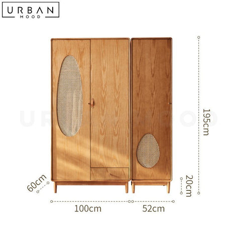 FLORY Japandi Solid Wood Wardrobe with Rattan Accents - URBANMOOD