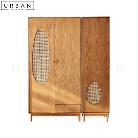 FLORY Japandi Solid Wood Wardrobe with Rattan Accents - URBANMOOD