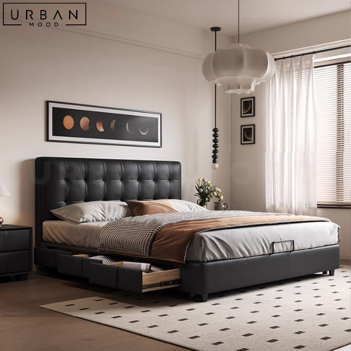 FOTIA Modern Leather Storage Bedframe with Drawers - URBANMOOD