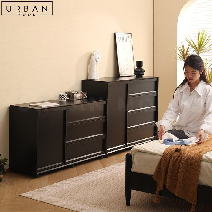 GAUTHER Modern Black Sideboard Solid Wood Cabinet - URBANMOOD