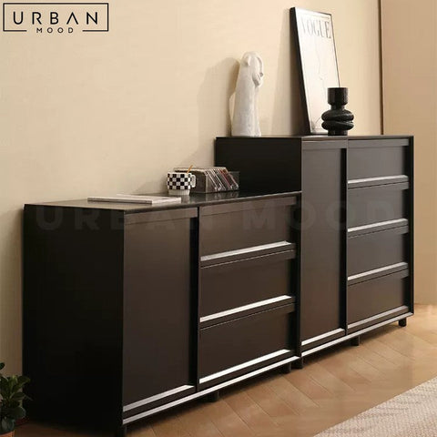 GAUTHER Modern Black Sideboard Solid Wood Cabinet - URBANMOOD