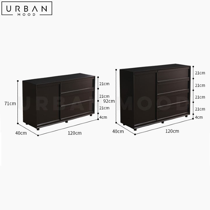 GAUTHER Modern Black Sideboard Solid Wood Cabinet - URBANMOOD