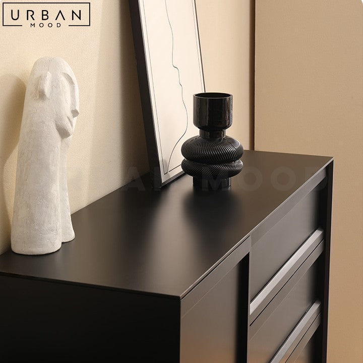 GAUTHER Modern Black Sideboard Solid Wood Cabinet - URBANMOOD