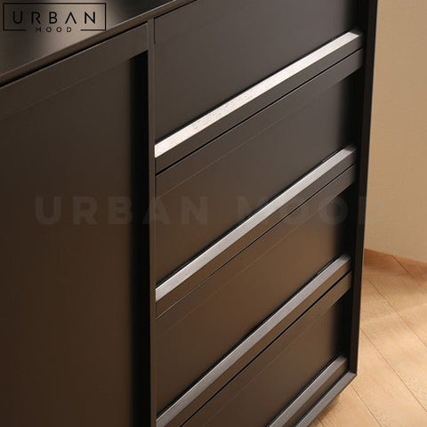 GAUTHER Modern Black Sideboard Solid Wood Cabinet - URBANMOOD