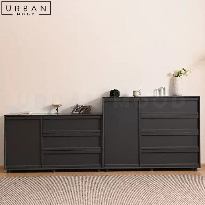 GAUTHER Modern Black Sideboard Solid Wood Cabinet - URBANMOOD