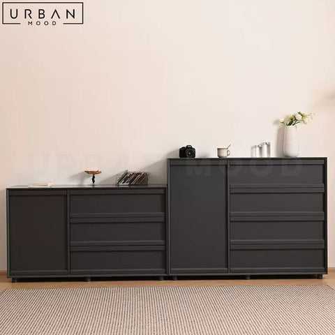 GAUTHER Modern Black Sideboard Solid Wood Cabinet - URBANMOOD