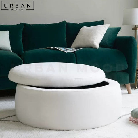 GURO Modern Fabric Storage Ottoman with Birch Wood Frame - URBANMOOD