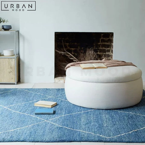 GURO Modern Fabric Storage Ottoman with Birch Wood Frame - URBANMOOD