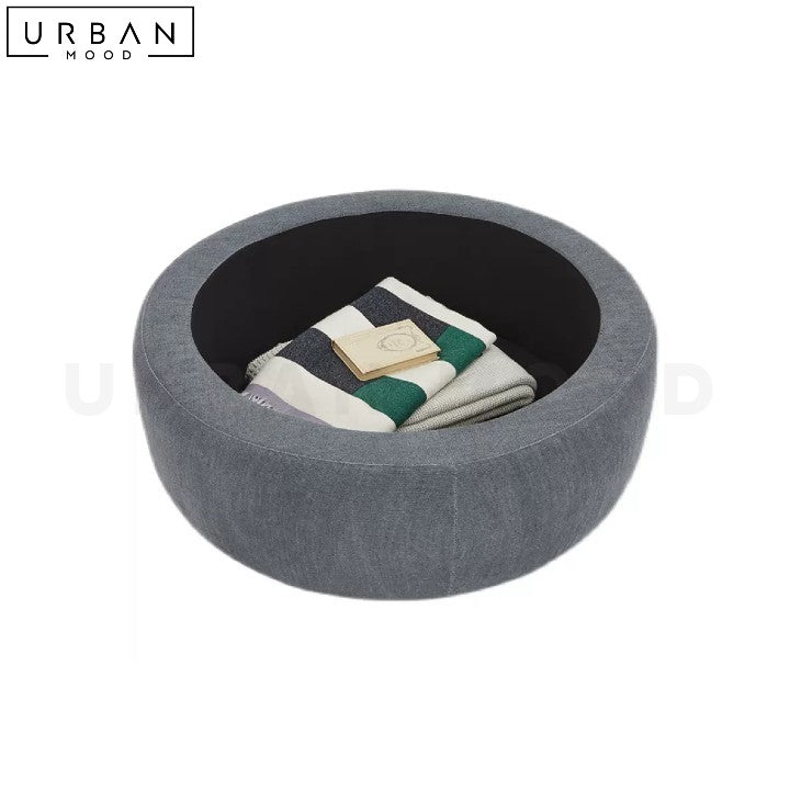 GURO Modern Fabric Storage Ottoman with Birch Wood Frame - URBANMOOD