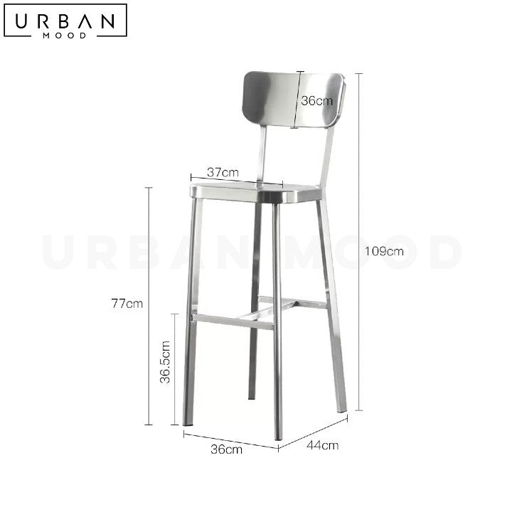 HAILEY Modern Chrome Finish Steel Bar Stool - URBANMOOD