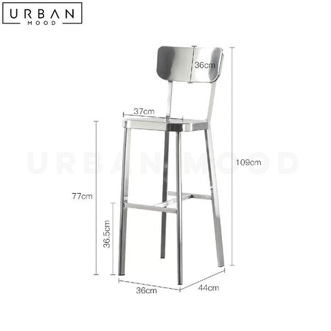 HAILEY Modern Chrome Finish Steel Bar Stool - URBANMOOD