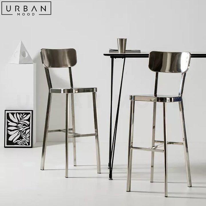 HAILEY Modern Chrome Finish Steel Bar Stool - URBANMOOD