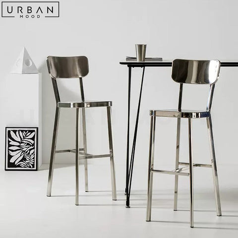 HAILEY Modern Chrome Finish Steel Bar Stool - URBANMOOD