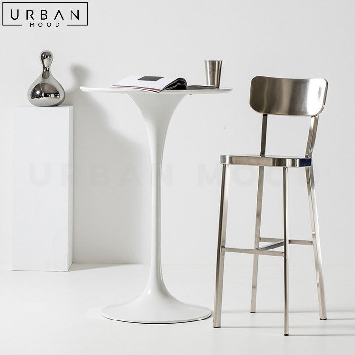 HAILEY Modern Chrome Finish Steel Bar Stool - URBANMOOD
