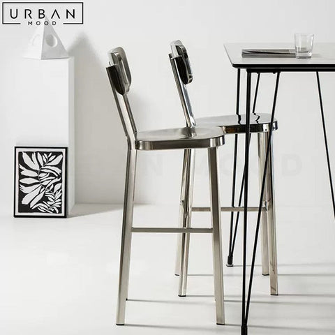 HAILEY Modern Chrome Finish Steel Bar Stool - URBANMOOD