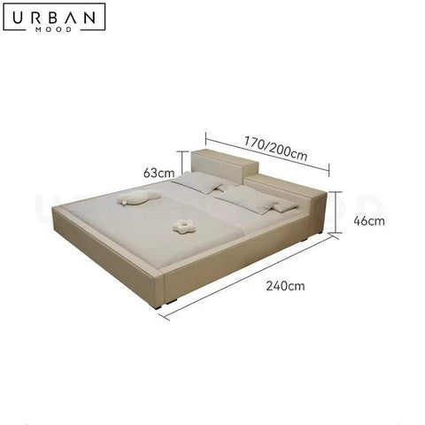 HEDGARD Japandi Leathaire Upholstered Bedframe - URBANMOOD