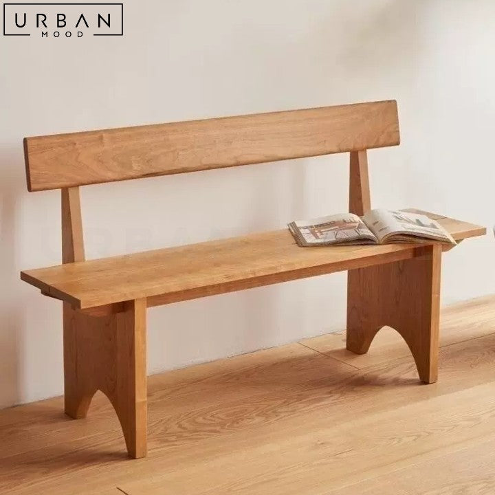 HENTS Japandi Solid Wood Dining Bench Minimalist Design - URBANMOOD