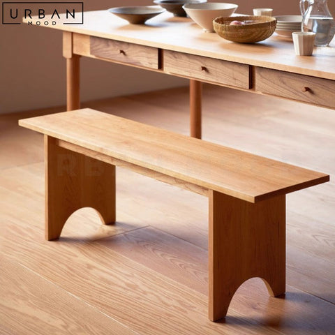 HENTS Japandi Solid Wood Dining Bench Minimalist Design - URBANMOOD