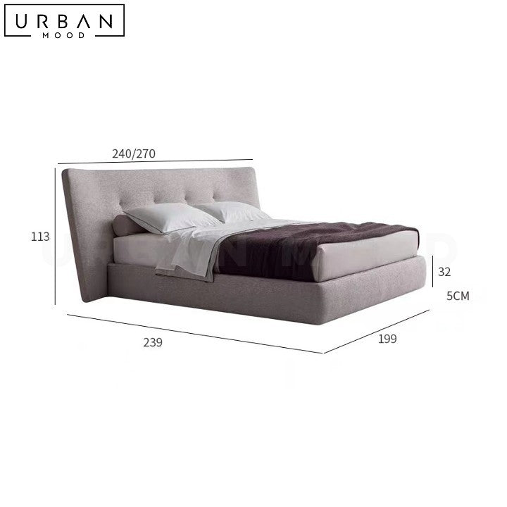HILLS Modern Fabric Bedframe Pine Wood Structure - URBANMOOD