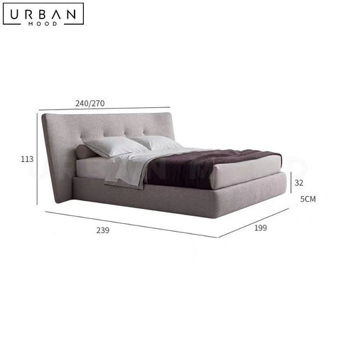 HILLS Modern Fabric Bedframe Pine Wood Structure - URBANMOOD